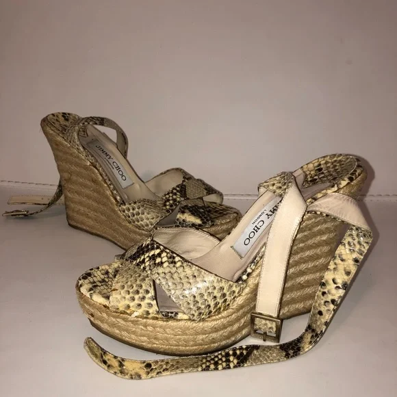 Jimmy choo snakeskin leather wedge shoes size 37 - Picture 3 of 6